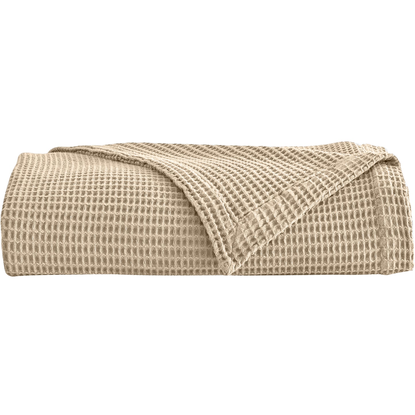Throw Size Waffle Blanket – Natural Beige | 100% Cotton | 50 x 60 Inches