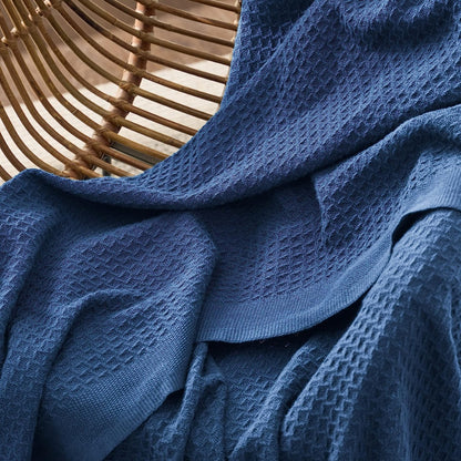 King Size Waffle Blanket – Royal Blue | 100% Cotton | Soft & Breathable