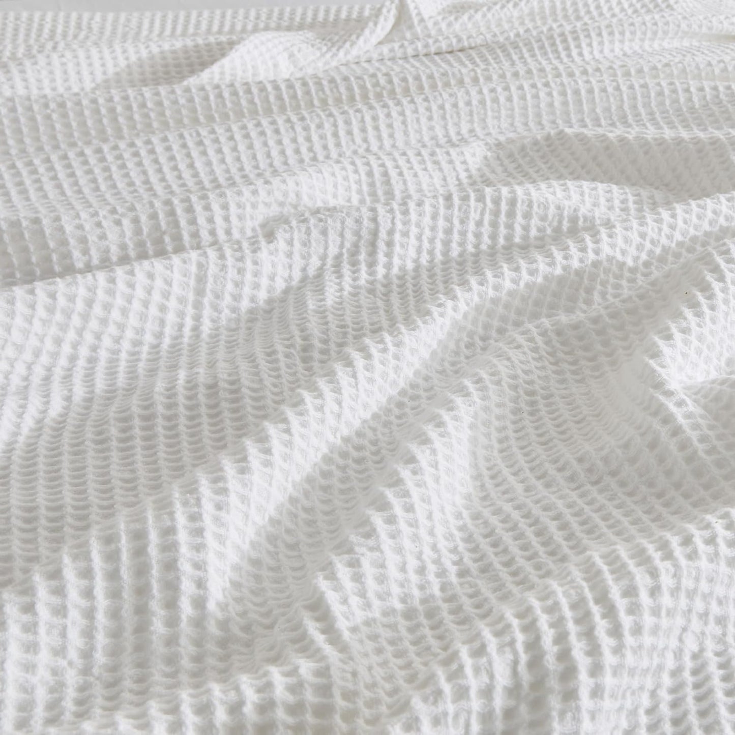 Queen Size Waffle Blanket – White | 100% Cotton | Lightweight & Soft