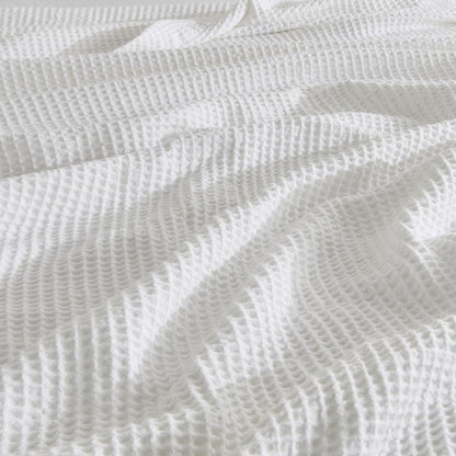 Queen Size Waffle Blanket – White | 100% Cotton | Lightweight & Soft