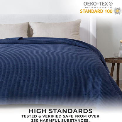 King Size Waffle Blanket – Royal Blue | 100% Cotton | Soft & Breathable