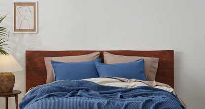 King Size Waffle Blanket – Royal Blue | 100% Cotton | Soft & Breathable