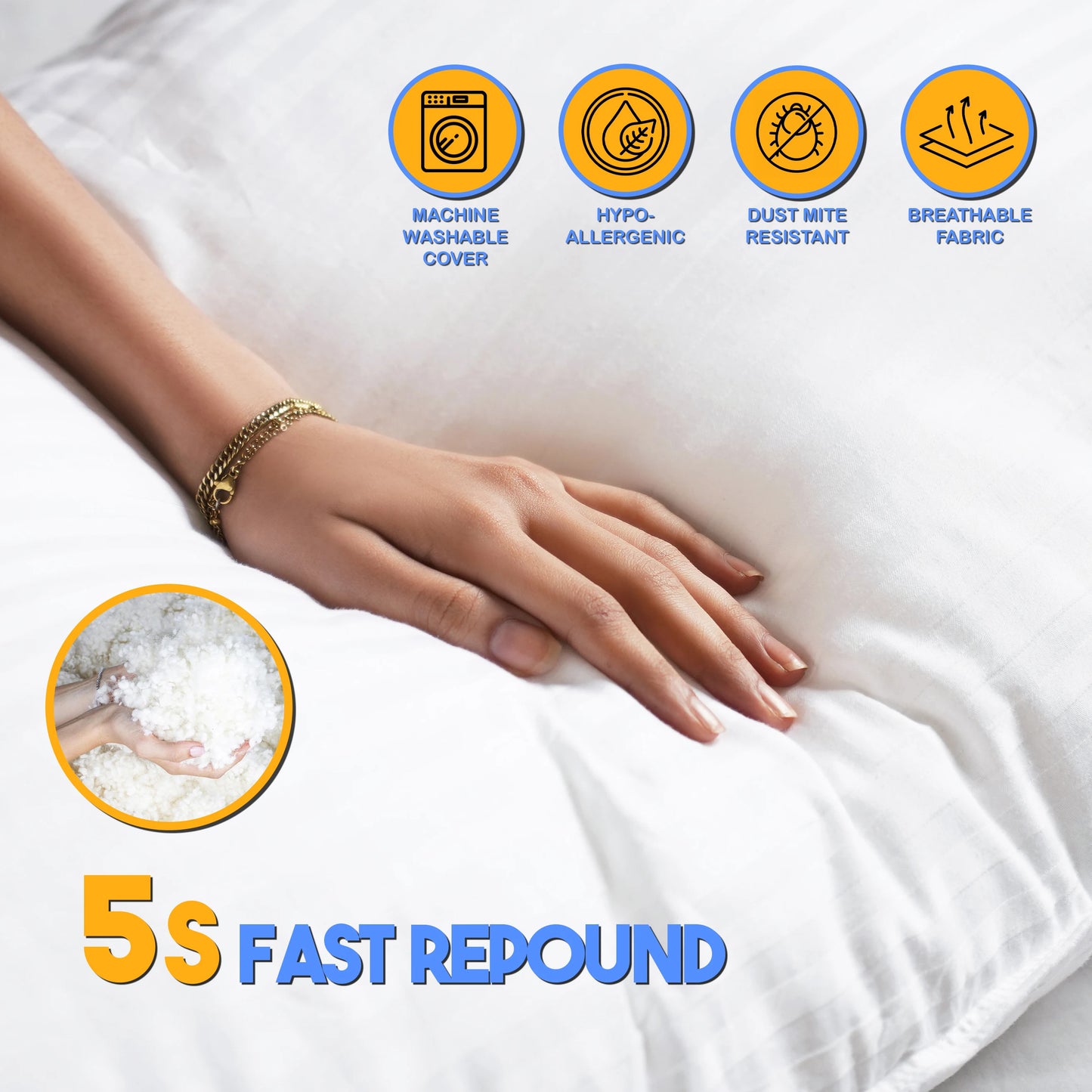 Beckham Bed Pillows - Big Pillow for Back, Stomach or Side Sleepers